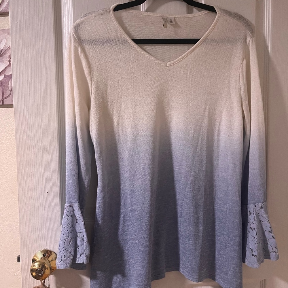 Elegant Ombre Blue and White Women's Top